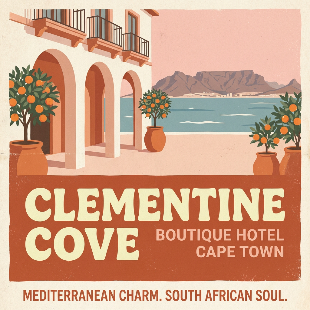 Clementine Cove boutique hotel Cape Town travel poster